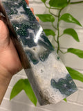 Nature Treasure - Huge Blue Moss Agate Tower (Diana and Yvonne)