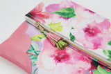 Floral Watercolor Unique Leather Accents Clutch