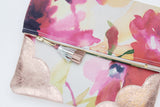 Floral Watercolor Unique Leather Accents Clutch