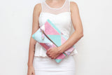 Geometric Prism Unique Leather Accents Clutch
