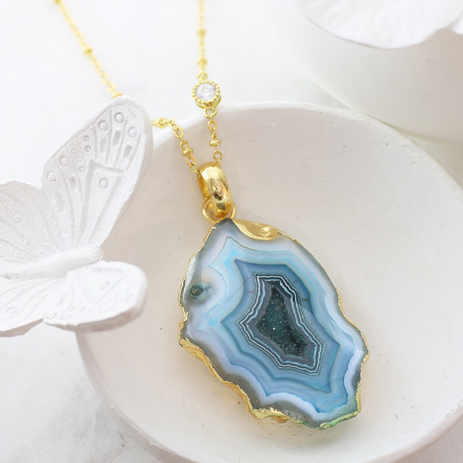 Adore Gemstone Collection - Agate Slice Necklace - Soul Made Boutique