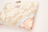 Floral Lace Unique Leather Accents Clutch