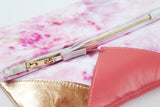 Dyed Watercolor Unique Leather Accents Clutch
