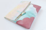Dyed Watercolor Unique Leather Accents Clutch