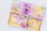 Dyed Watercolor Unique Leather Accents Clutch