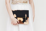 Dyed Watercolor Unique Leather Accents Clutch