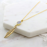 Adore Gemstone Collection - Druzy Pendant Necklace - Soul Made Boutique