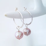 Glamorous Pearls Collection Earrings - Sterling Silver Earrings Pink Round Pearl