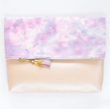 Dyed Watercolor Unique Leather Accents Clutch