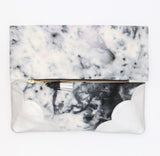 Dyed Watercolor Unique Leather Accents Clutch
