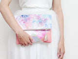 Dyed Watercolor Unique Leather Accents Clutch