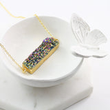 Adore Gemstone Collection - Druzy Horizontal Bar Necklace - Soul Made Boutique