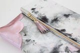 Dyed Watercolor Unique Leather Accents Clutch