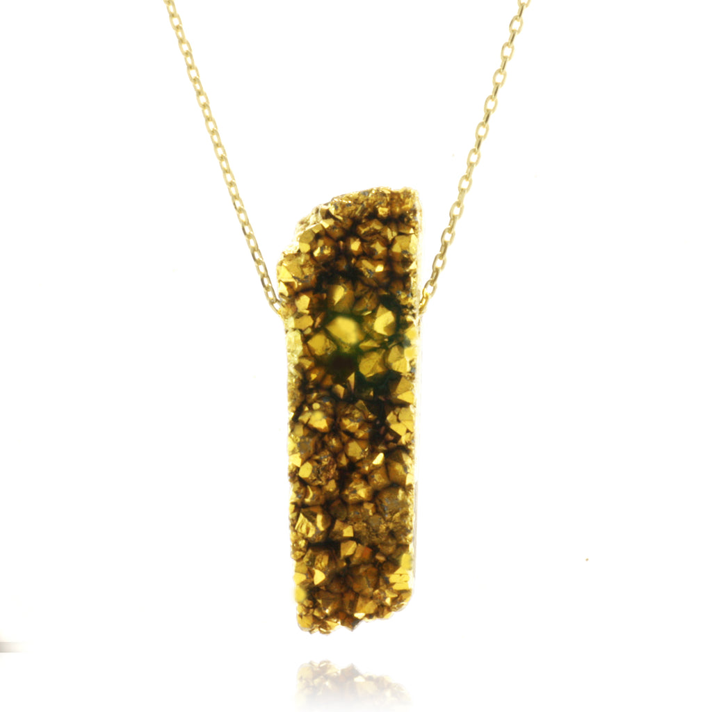 Adore Gemstone Collection - Druzy Vertical Bar Necklace - Soul Made Boutique