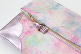 Dyed Watercolor Unique Leather Accents Clutch