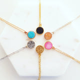 Adore Gemstone Collection - Druzy Round Pendant Earrings - Soul Made Boutique