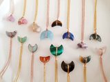 Adore Gemstone Collection - Crescent Moon Horn Wrapped Necklace