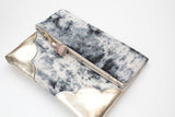 Dyed Watercolor Unique Leather Accents Clutch