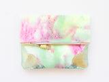 Dyed Watercolor Unique Leather Accents Clutch