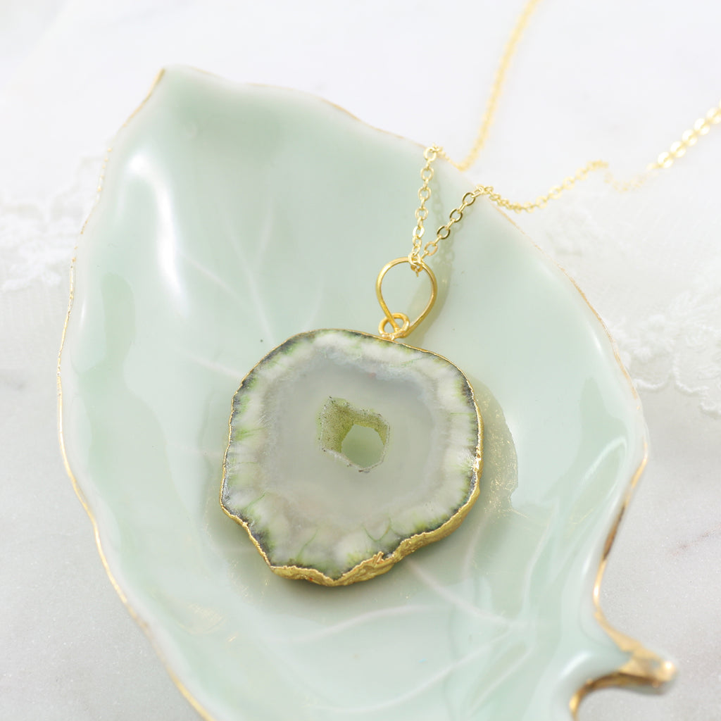 Adore Gemstone Collection - Agate Slice Necklace - Soul Made Boutique