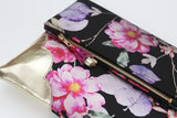 Floral Watercolor Unique Leather Accents Clutch