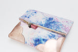 Dyed Watercolor Unique Leather Accents Clutch