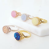Adore Gemstone Collection - Druzy Round Pendant Earrings - Soul Made Boutique