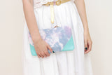 Watercolor Unique Leather Accents Clutch Pouch