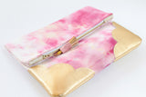 Dyed Watercolor Unique Leather Accents Clutch