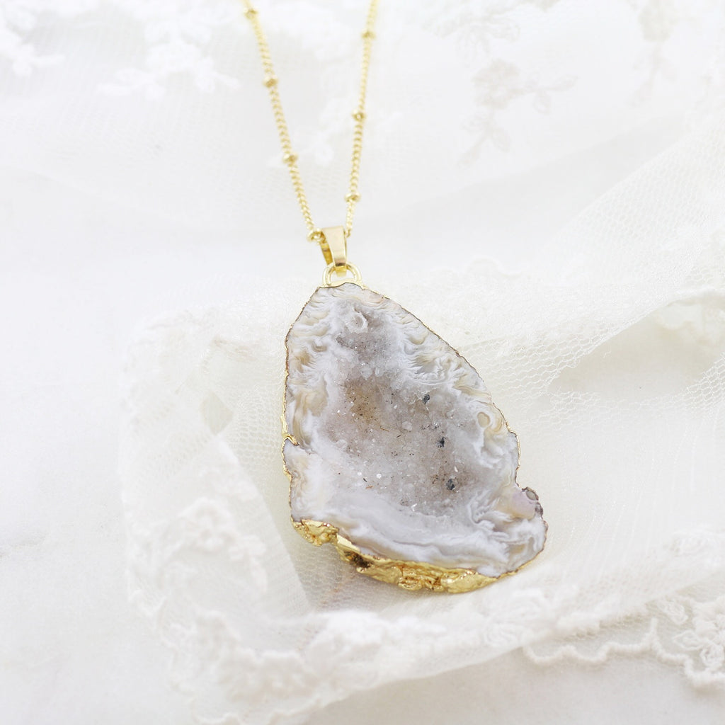 Adore Gemstone Collection - Agate Slice Necklace - Soul Made Boutique