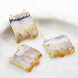 Adore Gemstone Collection - Citrine Slab Necklace - Soul Made Boutique