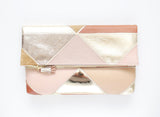 Geometric Prism Unique Leather Accents Clutch