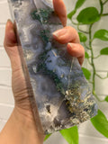 Nature Treasure - Huge Blue Moss Agate Tower (Diana and Yvonne)