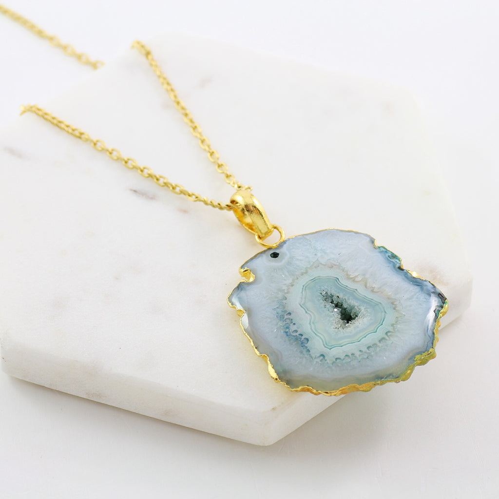 Adore Gemstone Collection - Agate Slice Necklace - Soul Made Boutique