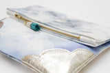 Dyed Watercolor Unique Leather Accents Clutch
