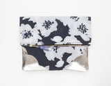 Floral Watercolor Unique Leather Accents Clutch