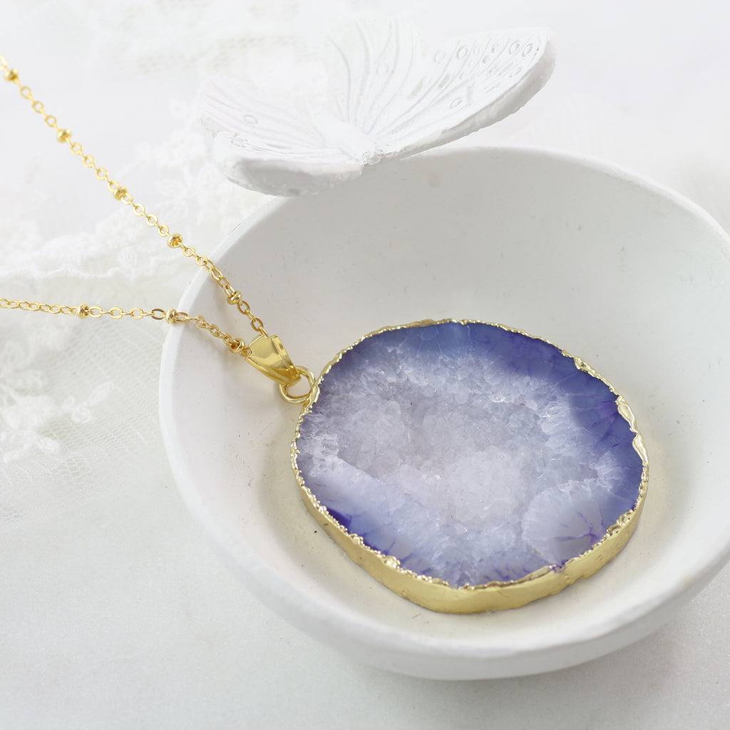 Adore Gemstone Collection - Agate Slice Necklace - Soul Made Boutique