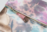 Dyed Watercolor Unique Leather Accents Clutch