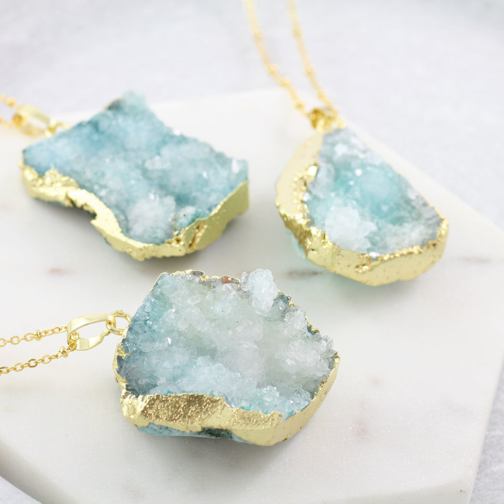 Adore Gemstone Collection - Druzy Raw Necklace - Soul Made Boutique