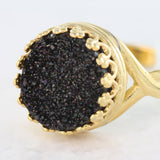 Adore Gemstone Collection - Druzy Round Pendant Ring - Soul Made Boutique