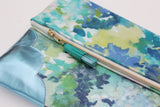Floral Watercolor Unique Leather Accents Clutch