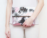 Dyed Watercolor Unique Leather Accents Clutch