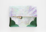 Dyed Watercolor Unique Leather Accents Clutch