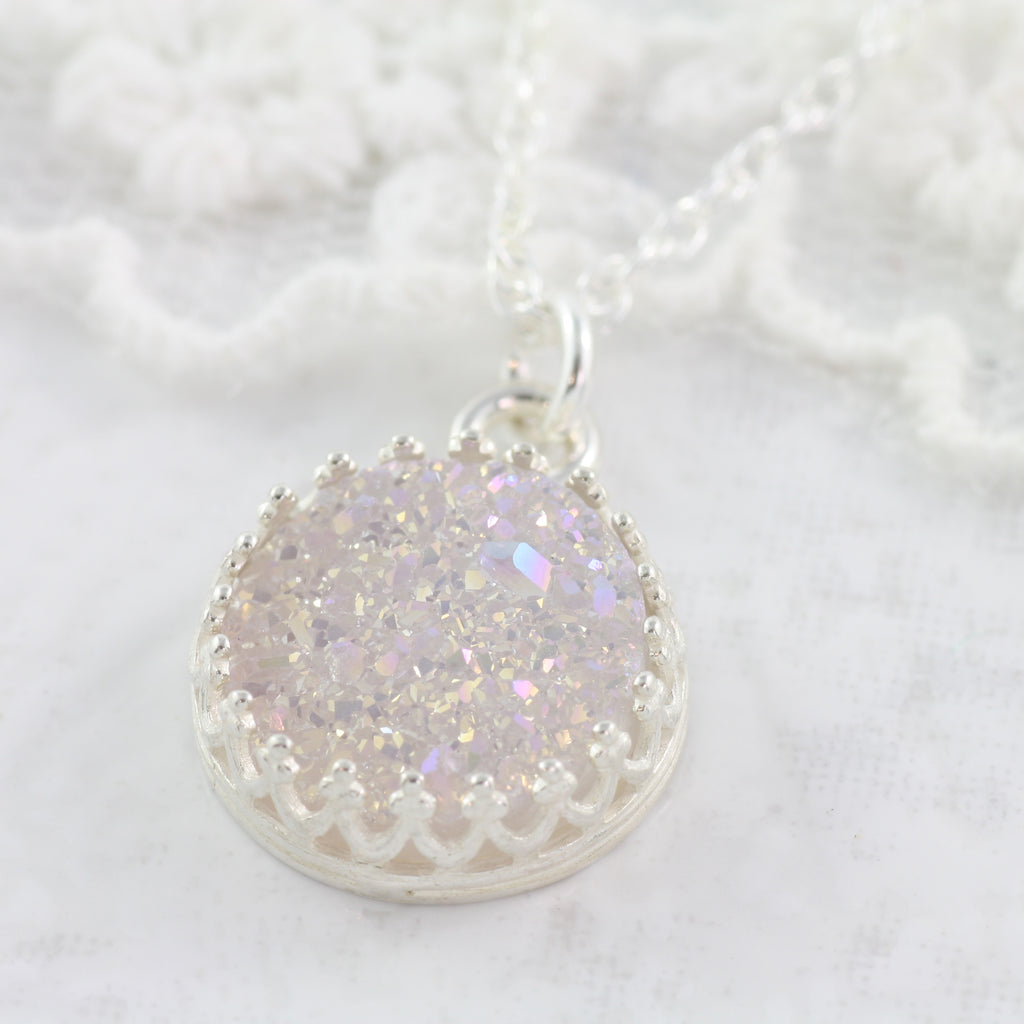 Adore Gemstone Collection - Druzy Round Pendant Necklace - Soul Made Boutique