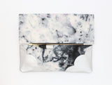 Dyed Watercolor Unique Leather Accents Clutch