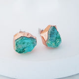 Adore Gemstone Earrings Collection - RAW - Sterling Silver Rose Gold Phoenix Stone Ear Studs