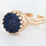 Adore Gemstone Collection - Druzy Round Pendant Ring - Soul Made Boutique