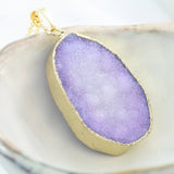 Adore Gemstone Collection - Druzy Oval Necklace - Soul Made Boutique