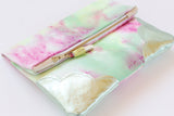 Dyed Watercolor Unique Leather Accents Clutch