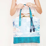 Watercolor Hand Dyed Leather Accents Bag